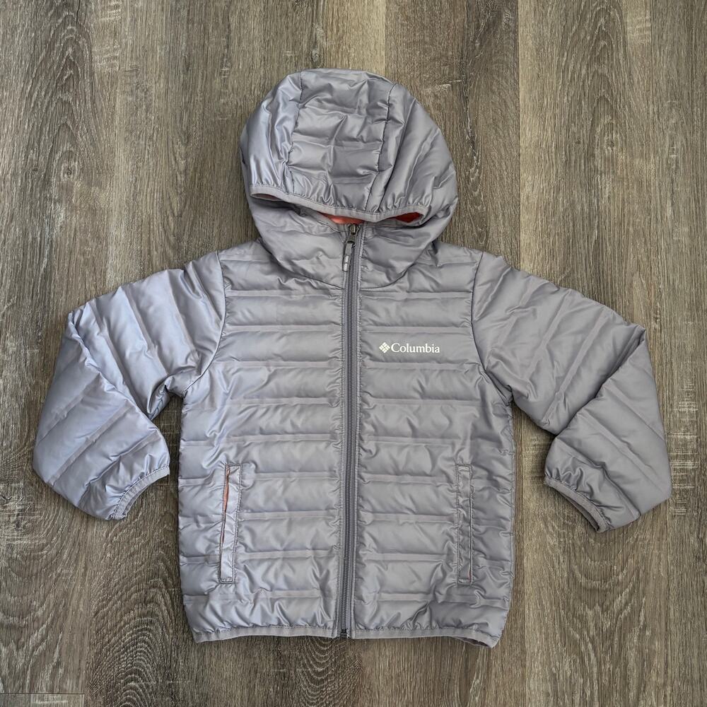 Columbia Girls McKay Lake Puffy Hooded Down Jacket Grey - Size: XXS 4/5